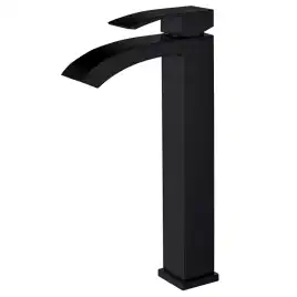 Смеситель для накладной раковины Abber Wasserfall AF8611B, однорычажный, высокий, Черный матовый