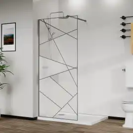 Душевая перегородка Azario 110 AZ-271-110-MGR-CGP, профиль графит матовый, стекло Прозрачное, с графическим принтом