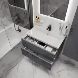 Тумба под раковину Grossman Луксор 70 подвесная, графит матовый (107058)