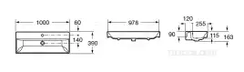 Раковина Roca Oleta накладная 1 отверстие, 1000х390 3274C600Y