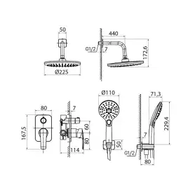 Душевая система IDDIS Ray RAYSB02i67 для душа встраиваемая цвет, Глянцевый хром