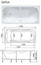Акриловая ванна Marka One DIPSA 170х75 12017894 прямоугольная, Белая