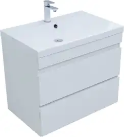 Тумба под раковину Aquanet Нота New 75 2 ящика, белый глянец 335418