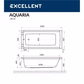 Акриловая ванна Excellent Aquaria 150x70 WAEX.AQU15WH