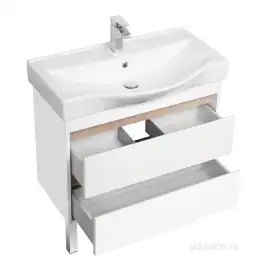 Тумба под раковину Aquaton Нортон 80 1A248901NT010 подвесная цвет, белый глянец / дуб эндгрейн