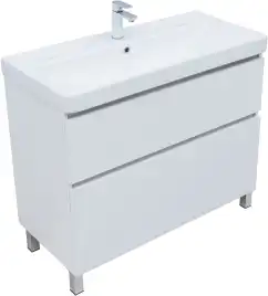 Тумба под раковину Aquanet Вега 100 напольная, белый глянец, 344125