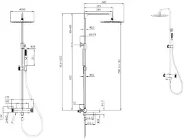 Душевая система Allen Brau Priority 5.31A10-31 для ванны с изливом, верхний и ручной душ, Черный матовый
