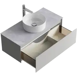 Тумба с раковиной подвесная Aqwella Geometria 100 GE01101ST+STG1014X456GS, со столешницей серый камень, цвет серый туман
