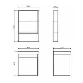 Тумба с умывальником Comforty Вена 55 Дуб дымчатый, 00-00008928