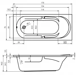 Акриловая ванна Riho FUTURE 170х75 прямоугольная B073001005