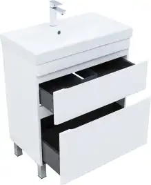 Тумба под раковину Aquanet Слим 70 напольная, белый сатин, 346043