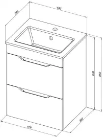 Тумба под раковину Aquanet Практика 50 маренго (2 ящика) 330456