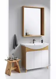 Тумба с раковиной напольная Aqwella Basic 80 см, BAS0108DZ, цвет Дуб золотой