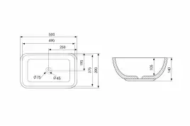 Раковина накладная ABBER RECHTECK 50х39х14 AC2202MW, прямоугольная, белая матовая