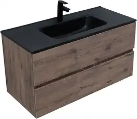 Тумба под раковину Aquanet Алвита New 100 2 ящика, дуб веллингтон табак 334188