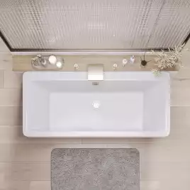 Ванна из литьевого мрамора  Aqua de Marco CRETE 179х79 с бронзовым полотенцедержателем Белая 1180WBKRI