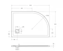 Душевой поддон BelBagno Uno 120х80 из искусственного камня TRAY-MR-UNO-RH-120/80-550-35-W-R-CR Белый