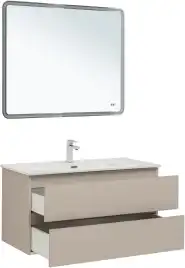 Тумба под раковину Aquanet Вега 2.0 100 бежевый, подвесная, 337939