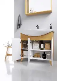 Тумба с раковиной напольная Aqwella Basic 80 см, BAS0108DZ, цвет Дуб золотой