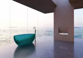 Прозрачная ванна ABBER Kristall AT9703Aquamarin 170х75 бирюзовая