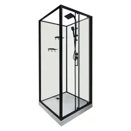 Душевая кабина Loranto 100х100 CS-3010TM/W-100R, низкий поддон, цвет профиля черный