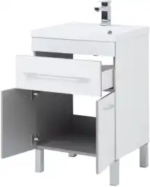 Тумба под раковину Aquanet Верона 58 белый (напольная 1 ящик 2 дверцы) 182507