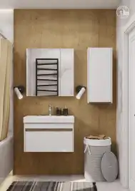 Тумба под раковину Aquaton Марти 70 1A267501MY010 подвесная цвет, белый / дуб эндгрейн