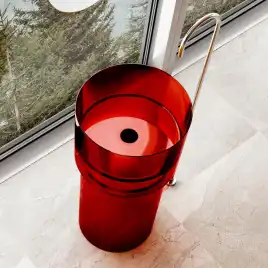 Раковина напольная ABBER KRISTALL 45х45х90 AT2701Rubin, круглая, красная