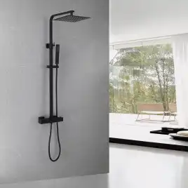 Душевая стойка ABBER Daheim AF8260BL с термостатом без излива, черный матовый