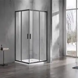 Душевой уголок Azario MILTON 100х100х200 AZ-ND1142 1000 Black профиль Черный, стекло Прозрачное