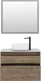 Зеркало Aquanet Nova Lite 90х80 249516 с подстветкой, сенсорный выключатель, Дерево темное