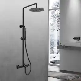 Душевая система  Vincea Vogue VSFS-1V1TMB VSFS-1V1TMB термостатическая с изливом, черный матовый