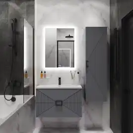 Тумба под раковину Grossman Луксор 100 подвесная, графит матовый (1010059)