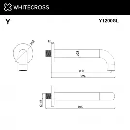 Излив для ванны  WHITECROSS Y gold Y1200GL, Золото глянцевое
