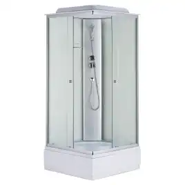 Душевая кабина Loranto 100х100 CS-990ETM/W-100, средний поддон, цвет профиля матовый хром