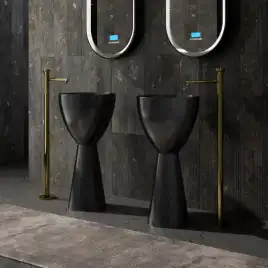 Раковина напольная карбоновая ABBER KARBON 45х45х90 AK2003, круглая, черная