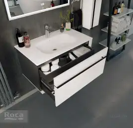 Тумбы под раковину Roca Aneto 80 857430806 подвесная, цвет, Белый глянцевый / Черный