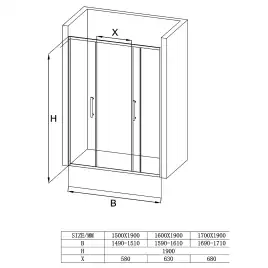Душевая дверь Loranto 160 CS-AB04C-160, профиль хром, стекло Прозрачное
