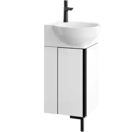 Тумба с раковиной напольная Aqwella Porto 45 см, POR0104WB, цвет Белый с чёрным