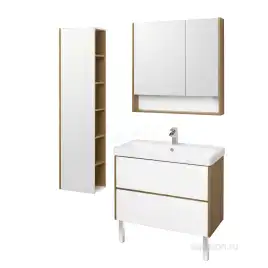 Тумба под раковину Aquaton Сканди 90 1A251901SDZ90 подвесная цвет, белый / дуб рустикальный