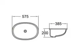 Раковина Ceramalux 540QA 575х385х200 Полувстраиваемая цвет Белый