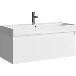 Тумба с раковиной подвесная Aqwella Geometria 100 GE01101WM, с одним ящиком, цвет белый