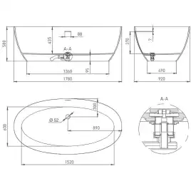 Ванна Salini ALDA 160х70 101924M из материала S-Stone, Белая матовая