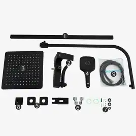 Душевая система Gappo G2407-6 с поворотным изливом, Черный матовый