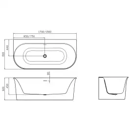 Акриловая ванна Azario Alba 150х80 AZ-8695-1.5, Отдельностоящая