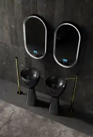 Раковина напольная карбоновая ABBER KARBON 45х45х90 AK2003, круглая, черная