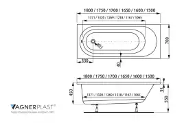 Акриловая ванна Vagnerplast KASANDRA 165х70 VPBA165KAS2X-04 прямоугольная, Белая