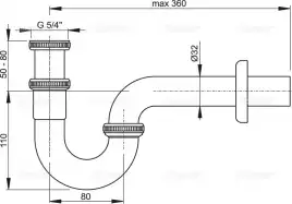 Сифон для биде AlcaPlast A45E 32 мм, металл, хром