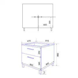 Тумба с раковиной Azario Ника 80 CS00091370, напольная, Белая глянцевая