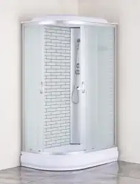 Душевая кабина Loranto 120х80х215  поддон 20 см белый кирпичный узор, стекло 4 мм профиль хром (CS-66120-20R FW 120)